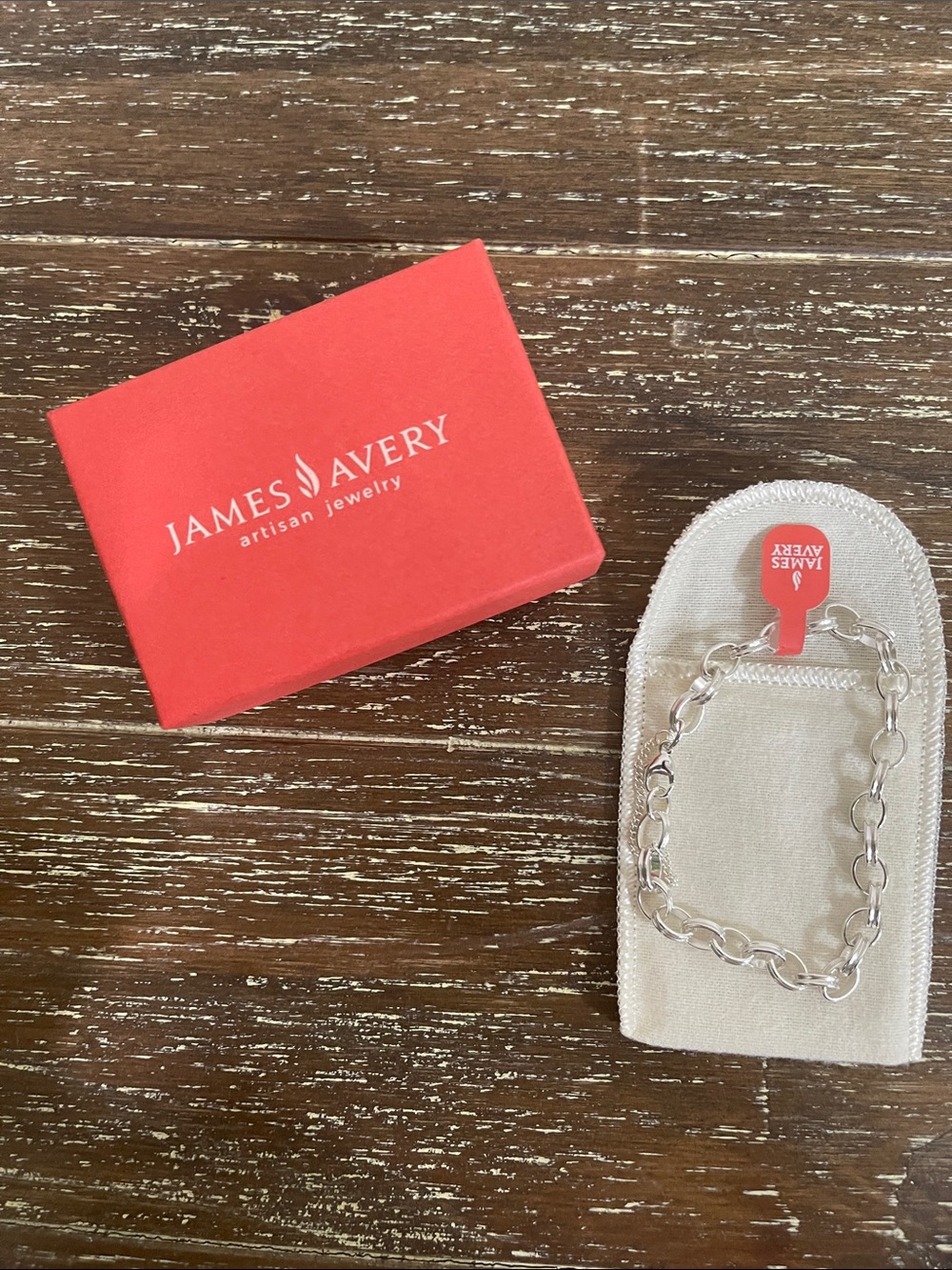 James Avery Channel Link Cable Charm Bracelet Large NWT